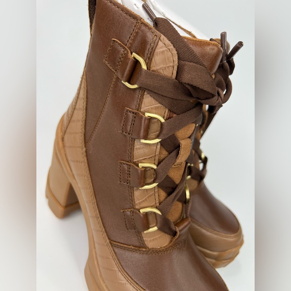 SOREL CARIBOU X HEEL LACE WATERPROOF LEATHER PLATFORM BOOTS - Picture 8 of 9